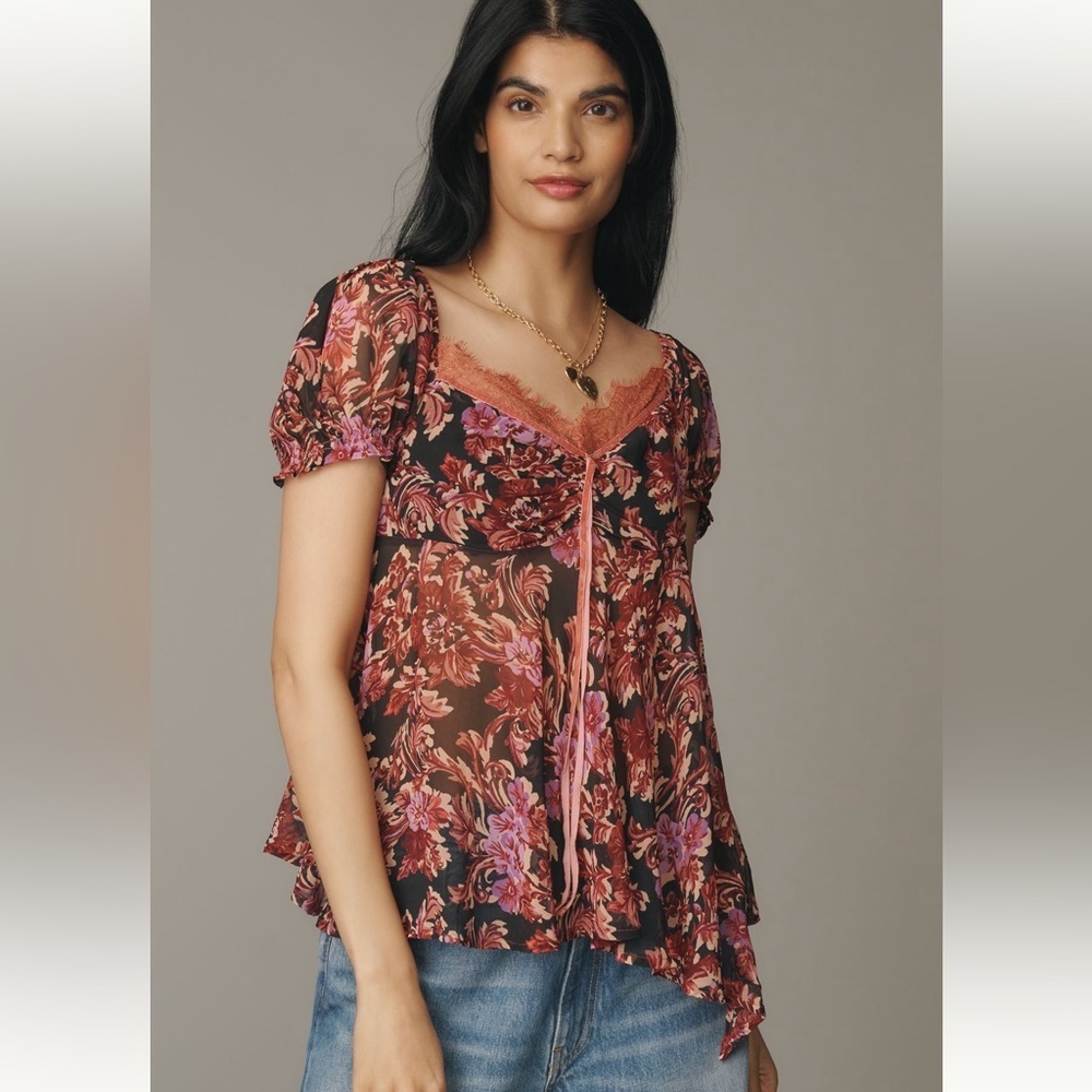 Anthropologie Whimsygoth Fairycore XS Sheer Asymmetrical Flowy Goth Romantic